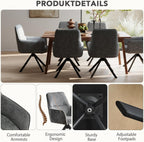 Swivel Dining Chairs with Armrests Upholstered Room Modern (Set of 2)