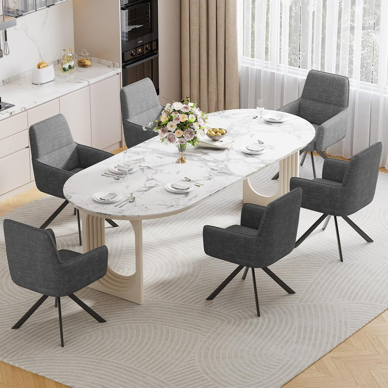 Swivel Dining Chairs with Armrests Upholstered Room Modern (Set of 2)