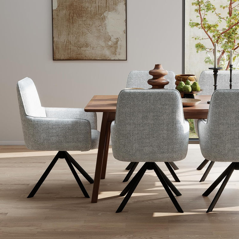 Swivel Dining Chairs with Armrests Upholstered Room Modern (Set of 2)