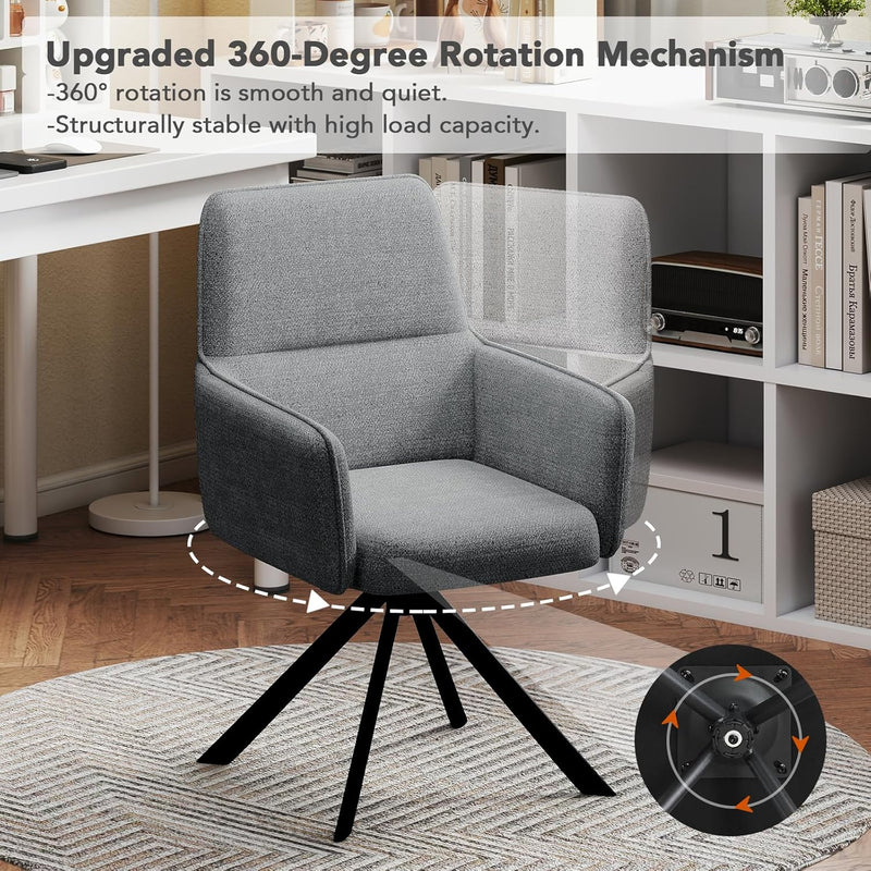 Swivel Dining Chairs with Armrests Upholstered Room Modern (Set of 2)