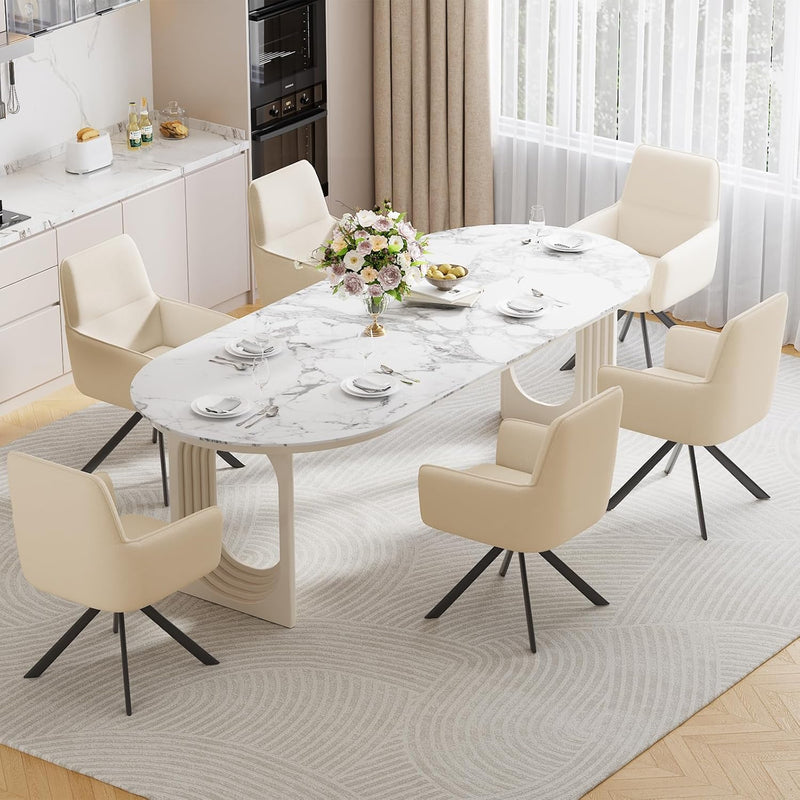 Swivel Dining Chairs with Armrests Upholstered Room Modern (Set of 2)