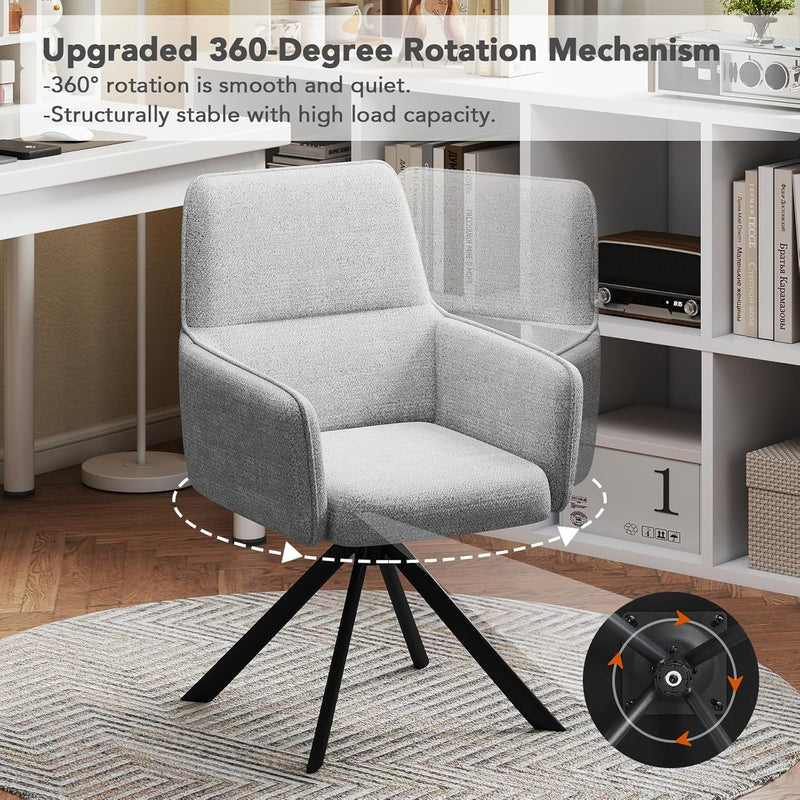 Swivel Dining Chairs with Armrests Upholstered Room Modern (Set of 2)