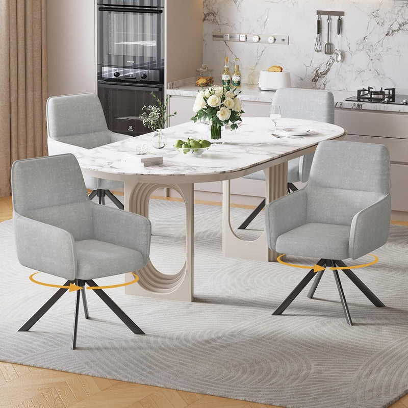 Swivel Dining Chairs with Armrests Upholstered Room Modern (Set of 2)