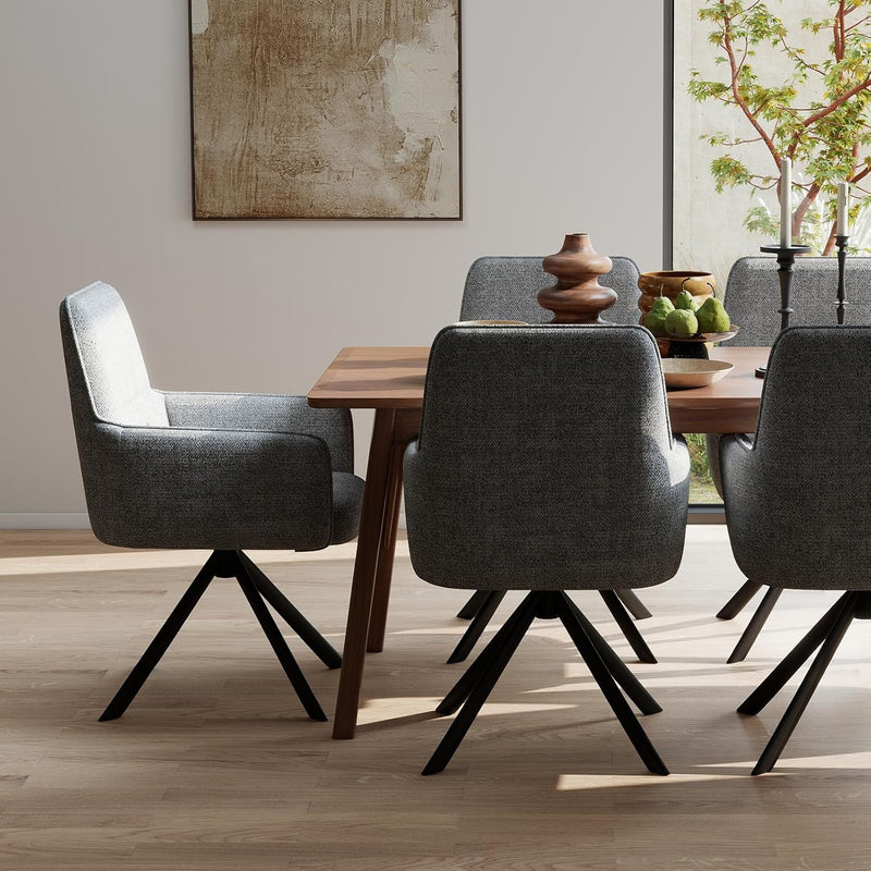 Swivel Dining Chairs with Armrests Upholstered Room Modern (Set of 2)