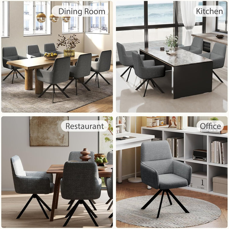 Swivel Dining Chairs with Armrests Upholstered Room Modern (Set of 2)