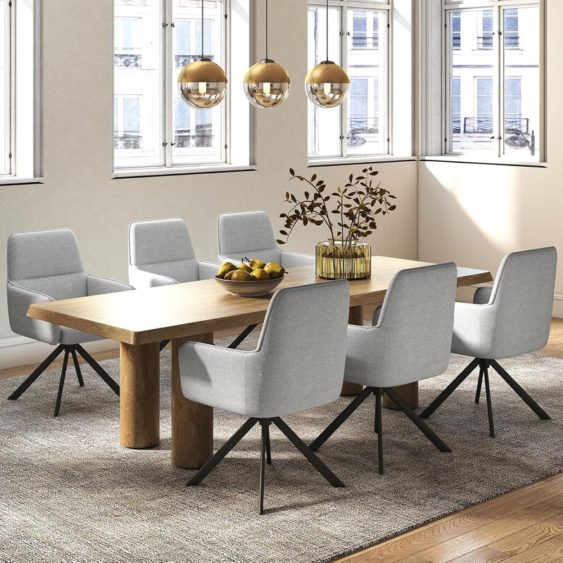 Swivel Dining Chairs with Armrests Upholstered Room Modern (Set of 2)