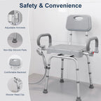 Swivel Shower Chair Height Adjustable Seat Flip-Up Arms