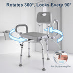 Swivel Shower Chair Height Adjustable Seat Flip-Up Arms