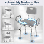 Swivel Shower Chair Height Adjustable Seat Flip-Up Arms