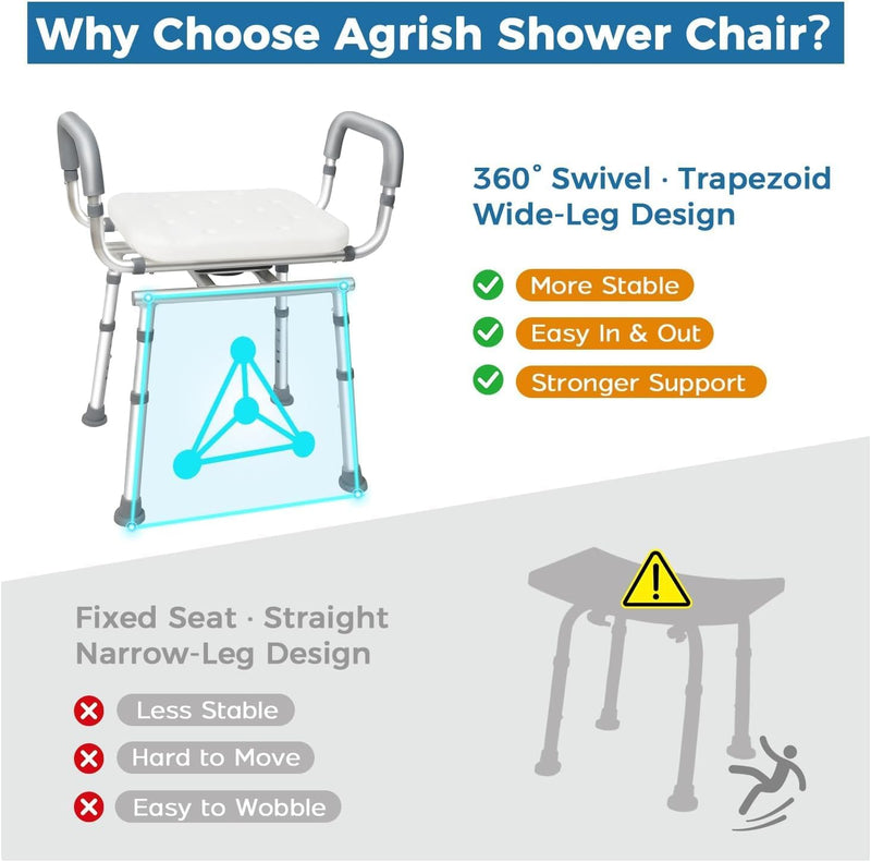 Swivel Shower Chair with Arms 350 Lb 159