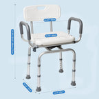 Swivel Shower Chair with Arms Backrest and Lock