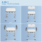 Swivel Shower Chair with Arms Backrest and Lock