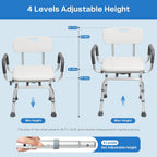 Swivel Shower Chair with Arms Backrest and Lock