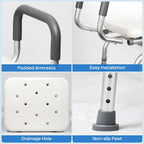 Swivel Shower Chair with Arms Backrest and Lock