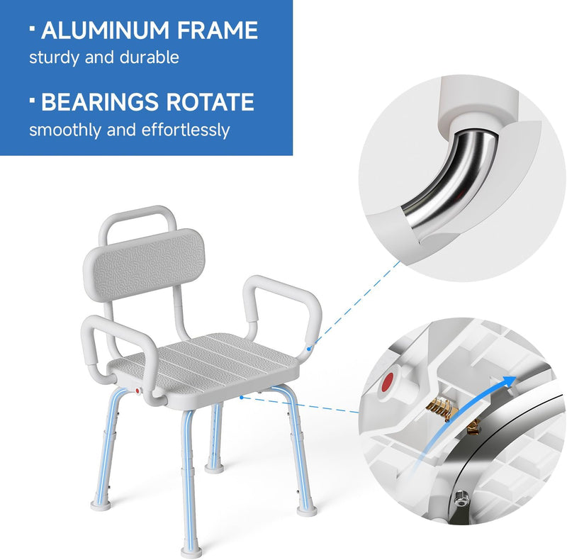 Swivel Shower Chair with Rotating Bath for Inside
