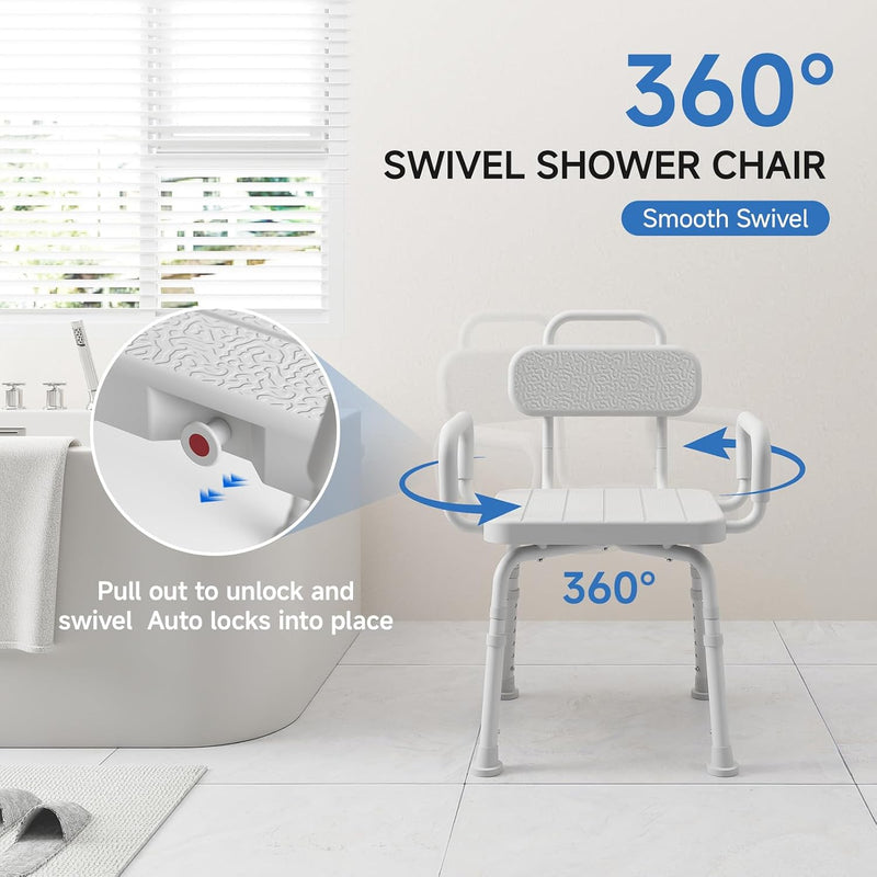 Swivel Shower Chair with Rotating Bath for Inside
