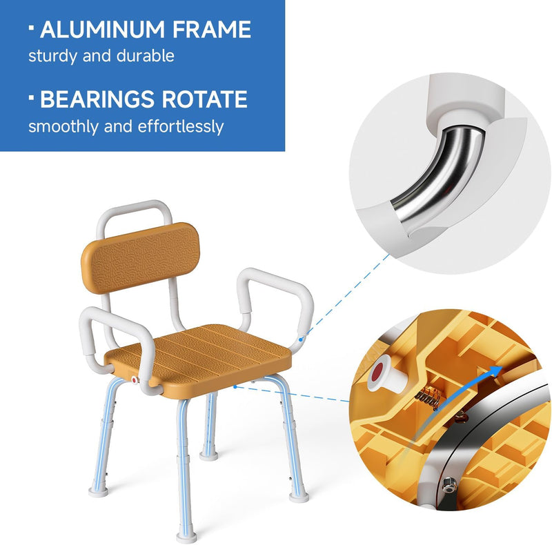 Swivel Shower Chair with Rotating Bath for Inside