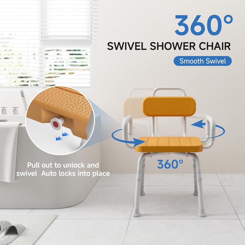 Swivel Shower Chair with Rotating Bath for Inside