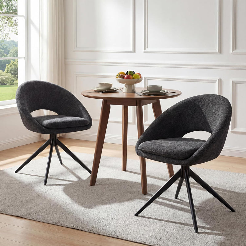 Swivel Tub Chair with Metal Legs Dining Chairs (Set of 2)