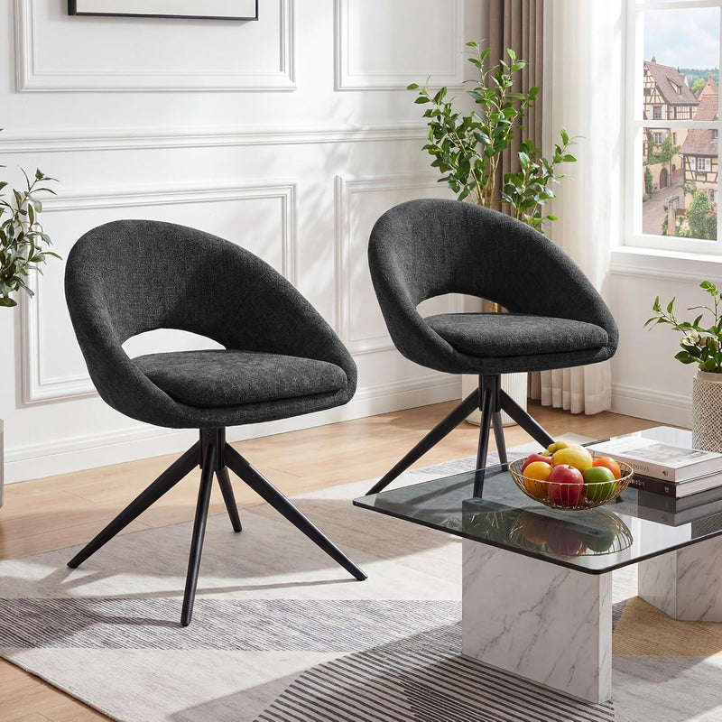 Swivel Tub Chair with Metal Legs Dining Chairs (Set of 2)