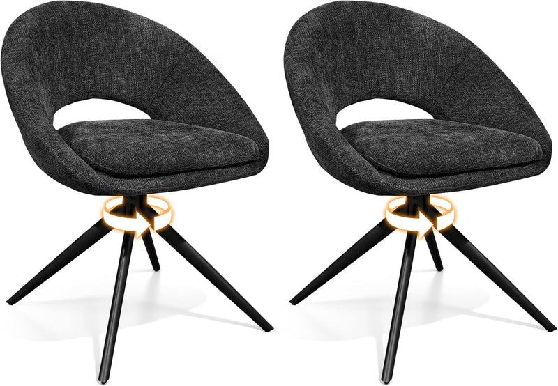 Swivel Tub Chair with Metal Legs Dining Chairs (Set of 2)