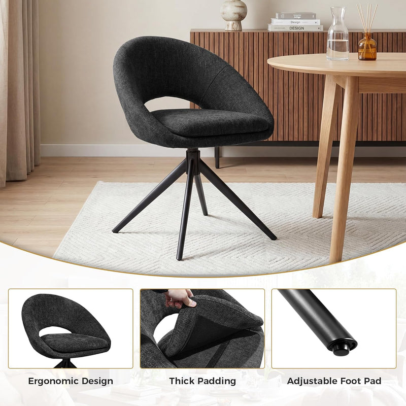 Swivel Tub Chair with Metal Legs Dining Chairs (Set of 2)
