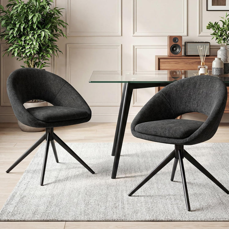Swivel Tub Chair with Metal Legs Dining Chairs (Set of 2)