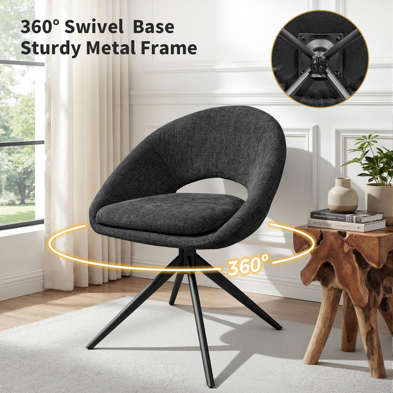 Swivel Tub Chair with Metal Legs Dining Chairs (Set of 2)