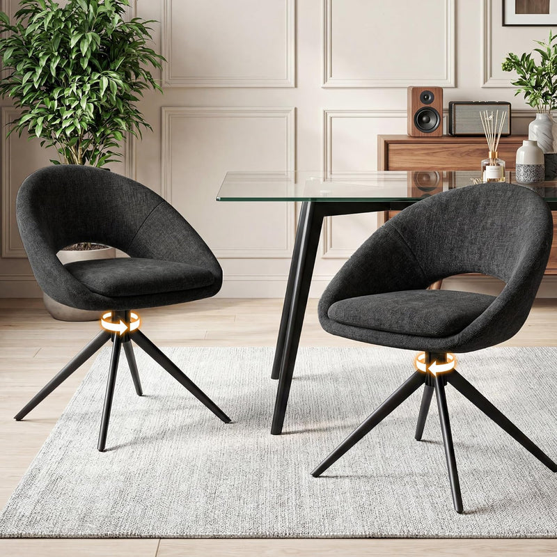 Swivel Tub Chair with Metal Legs Dining Chairs (Set of 2)