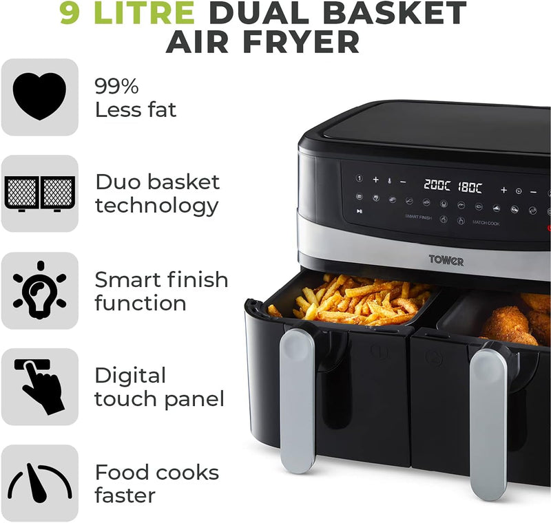 T17088 Vortx 9L Dual Basket Air Fryer