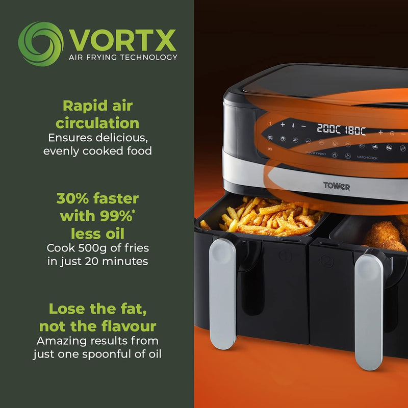 T17088 Vortx 9L Dual Basket Air Fryer