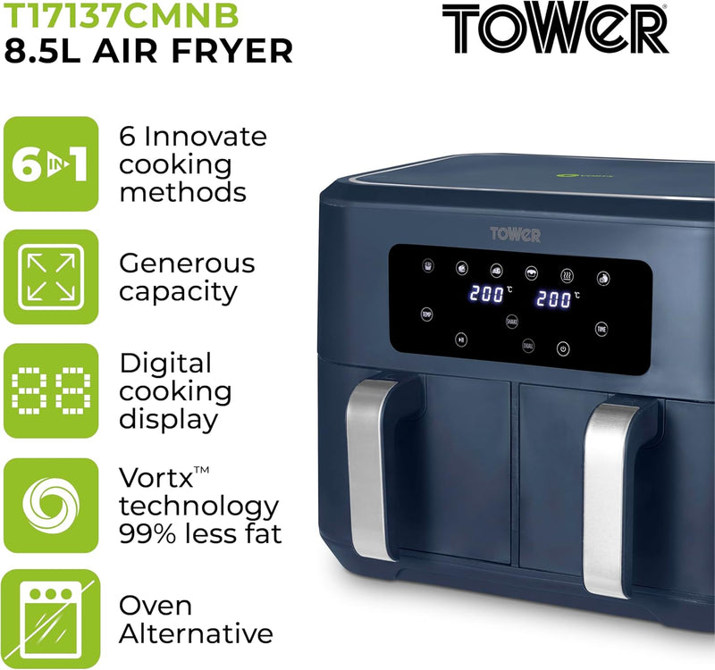 T17137wht Vortx 8.5L Dual Basket Air Fryer