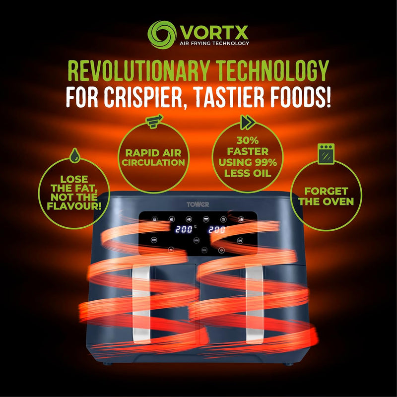 T17137wht Vortx 8.5L Dual Basket Air Fryer