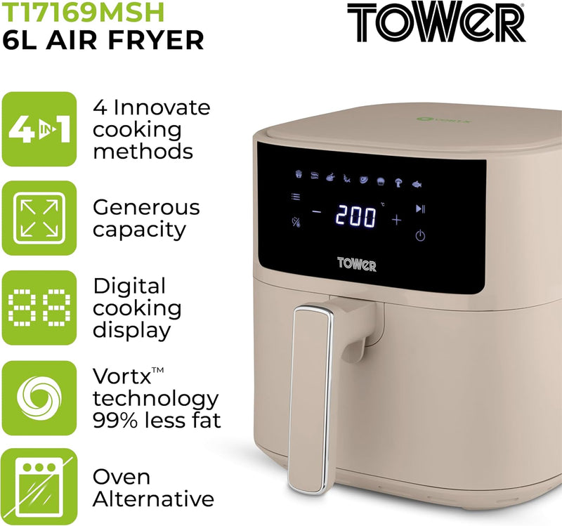 T17169msh Vortx Air Fryer with Digital Control Panel