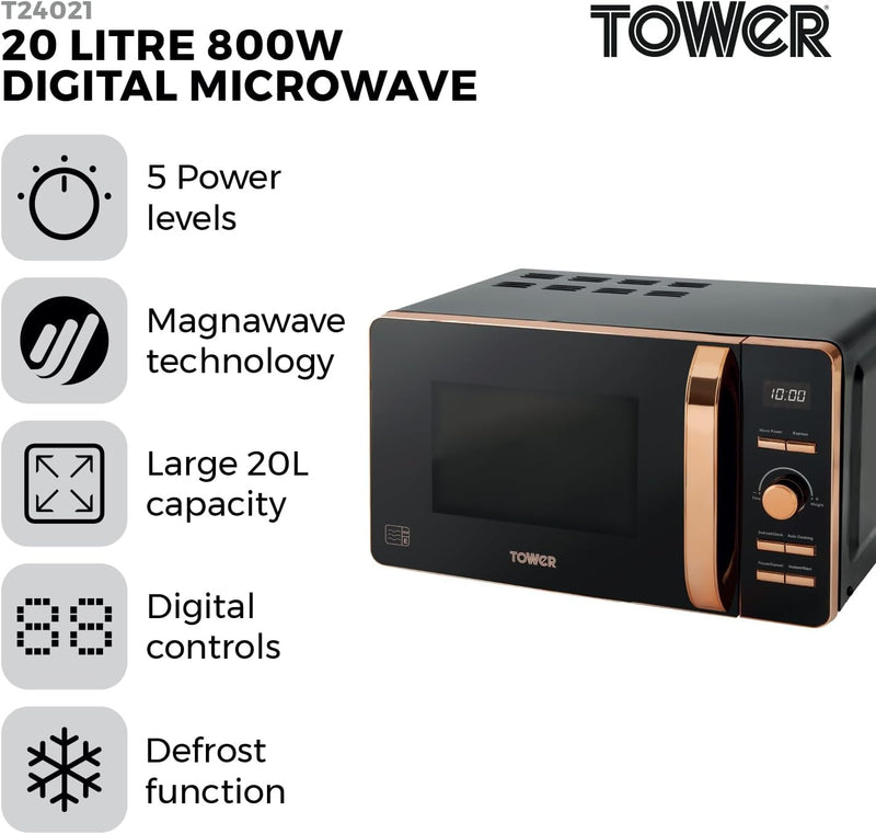 T24020 Manual Microwave with 30-Minute Timer and 6