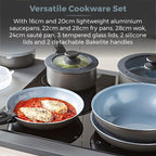 T800200 Cookware Set with Ceramic Coating Stackable Design (13 Piece)