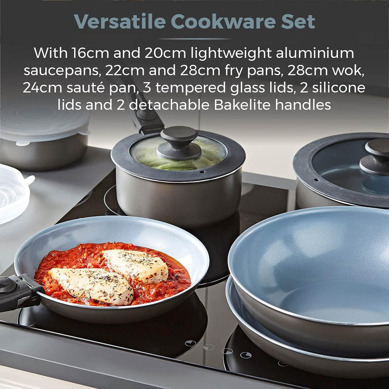 T800200 Cookware Set with Ceramic Coating Stackable Design (13 Piece)
