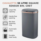 T838010pnk Cavaletto Square Sensor Bin 58L and Rose
