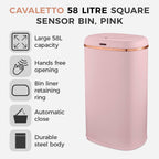 T838010pnk Cavaletto Square Sensor Bin 58L and Rose