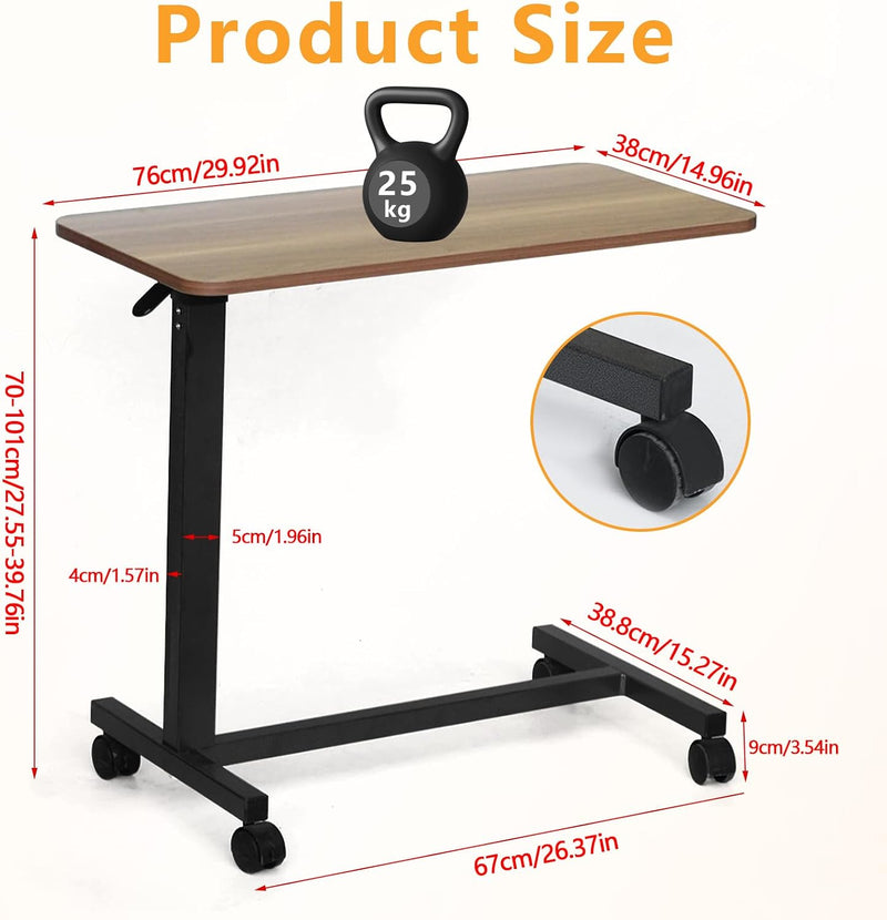 Table Adjustable Height Hospital Bed with Lockable Wheels