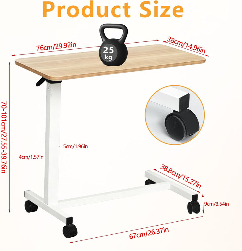 Table Adjustable Height Hospital Bed with Lockable Wheels