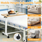 Table Adjustable Height Hospital Bed with Lockable Wheels