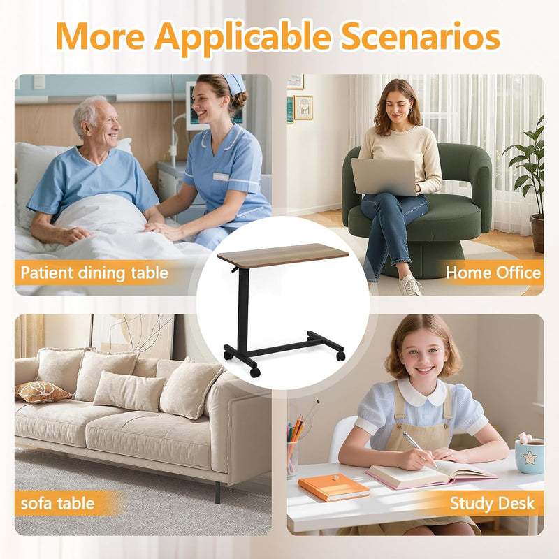 Table Adjustable Height Hospital Bed with Lockable Wheels