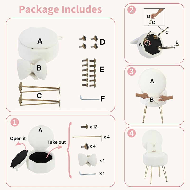 Table Chair with Stroage Space Vanity