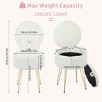 Table Chair with Pillow Vanity Hidden Storage Foldable