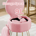 Table Chair with Pillow Vanity Hidden Storage Foldable