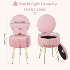 Table Chair with Pillow Vanity Hidden Storage Foldable