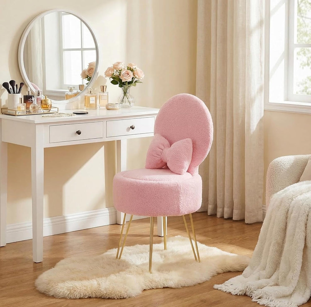 Table Chair with Pillow Vanity Hidden Storage Foldable