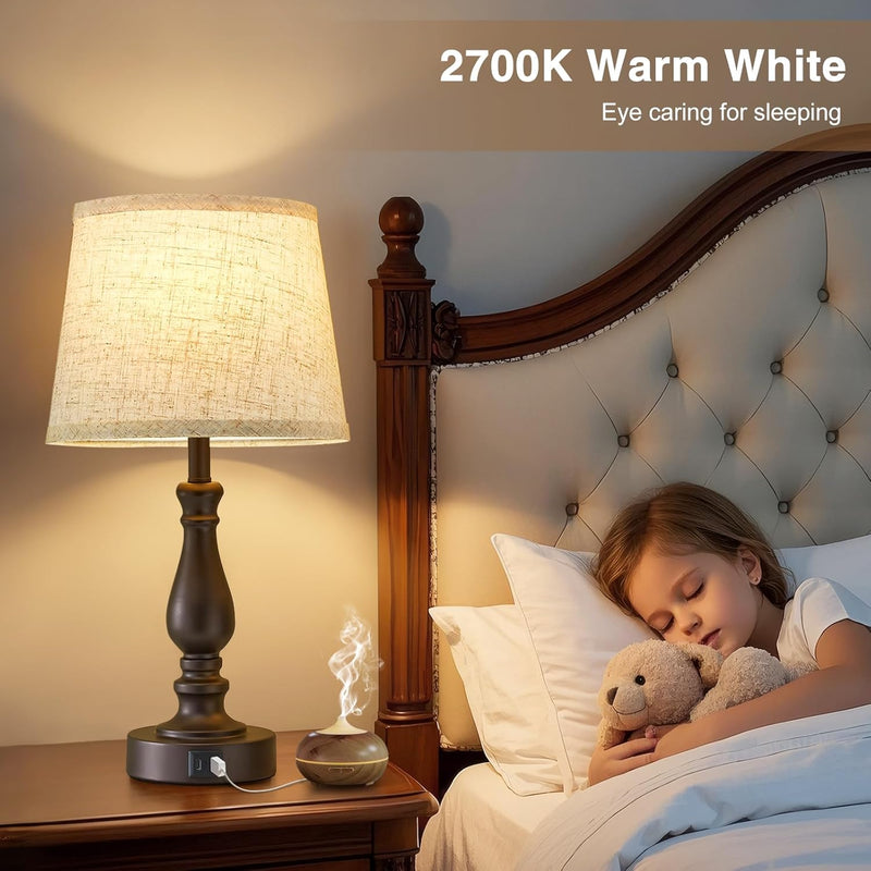 Table Lamp for Bedroom Bedside Lamps with Dual (Set of 2)