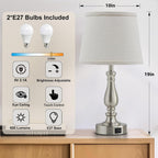 Table Lamp for Bedroom Bedside Lamps with Dual (Set of 2)